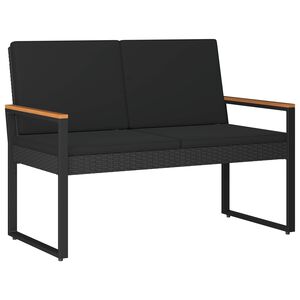 vidaXL Vonkaj&scaron;ia lavička s vank&uacute;&scaron;om Čierna 107 x 61 x 80 cm polyratan