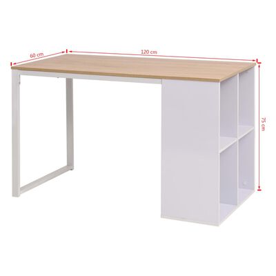 vidaXL Písací stôl 120x60x75 cm, dubová a biela farba