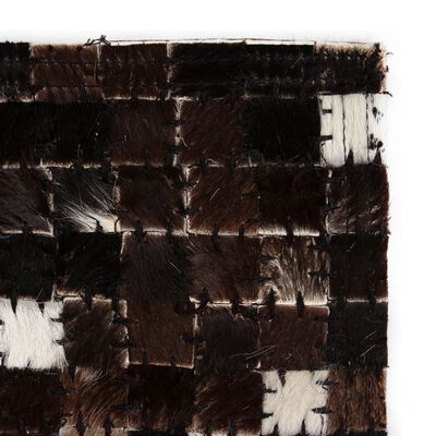 vidaXL Koberec z kúskov pravej kože 80x150 cm štvorcový čierno-biely