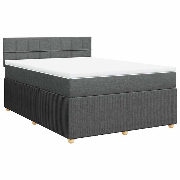 vidaXL Boxspring posteľ s matracom tmavosiv&aacute; 140x200 cm l&aacute;tka
