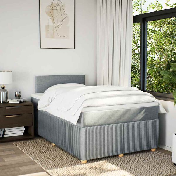 vidaXL Boxspring posteľ s matracom bledosiv&aacute; 120x190 cm l&aacute;tka