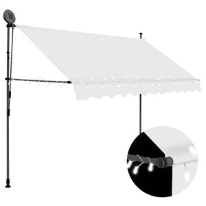 vidaXL Ručne zaťahovacia mark&iacute;za s LED 250 cm, kr&eacute;mov&aacute;
