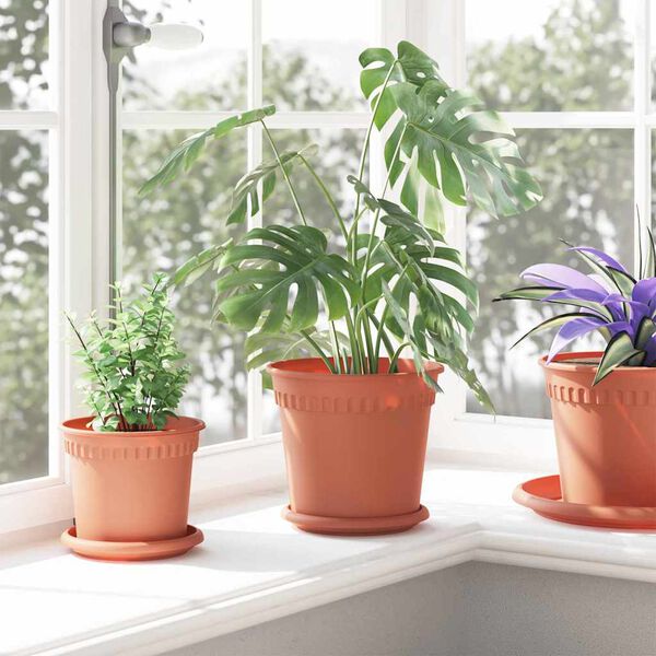 vidaXL Kulat&yacute; kvetin&aacute;č 6 pcs Tehlovo červen&aacute; &Oslash; 19 x 16 cm Plast