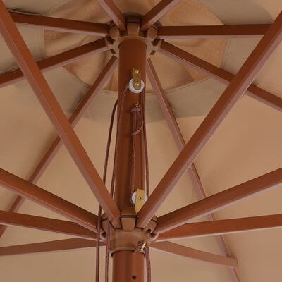 vidaXL Vonkajší slnečník s drevenou tyčou 350 cm sivohnedý