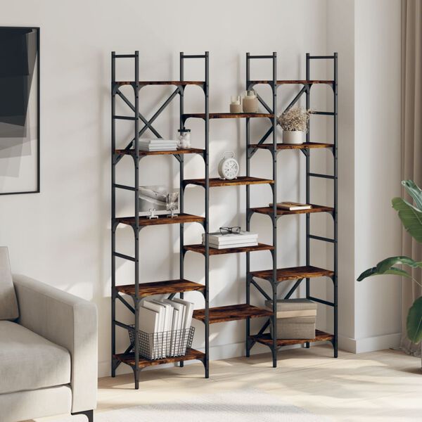 vidaXL Knižnica dymov&yacute; dub 127,5x28,5x172,5 cm kompozitn&eacute; drevo