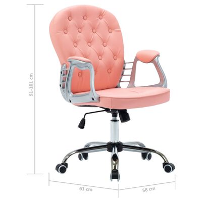 vidaXL Otočná kancelárska stolička ružová umelá koža