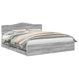 vidaXL R&aacute;m postele Siv&yacute; Sonoma 200 x 200 cm Inžinierske drevo