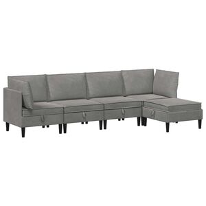 vidaXL S&uacute;prava n&aacute;bytku do ob&yacute;vačky s vank&uacute;&scaron;om 5 pcs Svetlosiv&aacute; Zamat
