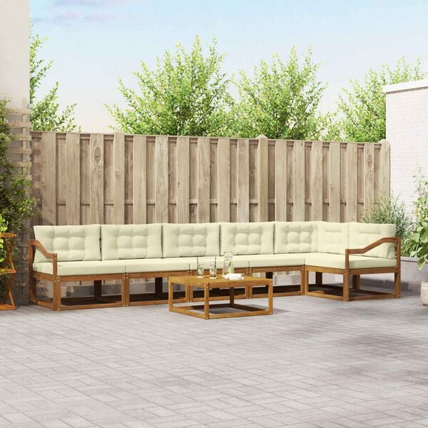 vidaXL Z&aacute;hradn&aacute; s&uacute;prava gaučov s vank&uacute;&scaron;om 7 pcs Pr&iacute;rodn&aacute; a kr&eacute;mov&aacute;