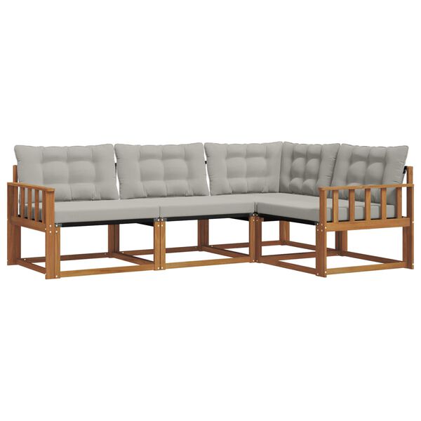 vidaXL Z&aacute;hradn&aacute; s&uacute;prava gaučov s vank&uacute;&scaron;om 4 pcs Pr&iacute;rodn&aacute; a svetlosiv&aacute;