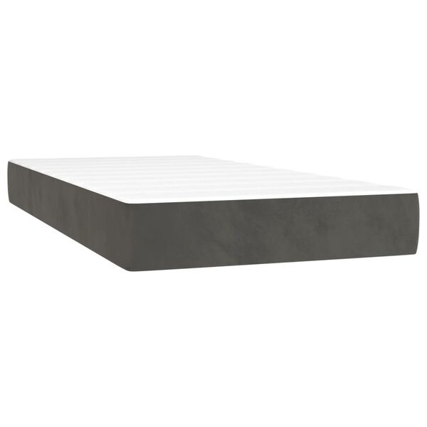 vidaXL Posteľn&yacute; r&aacute;m boxspring s matracom tmavosiv&yacute; 90x190 cm zamat