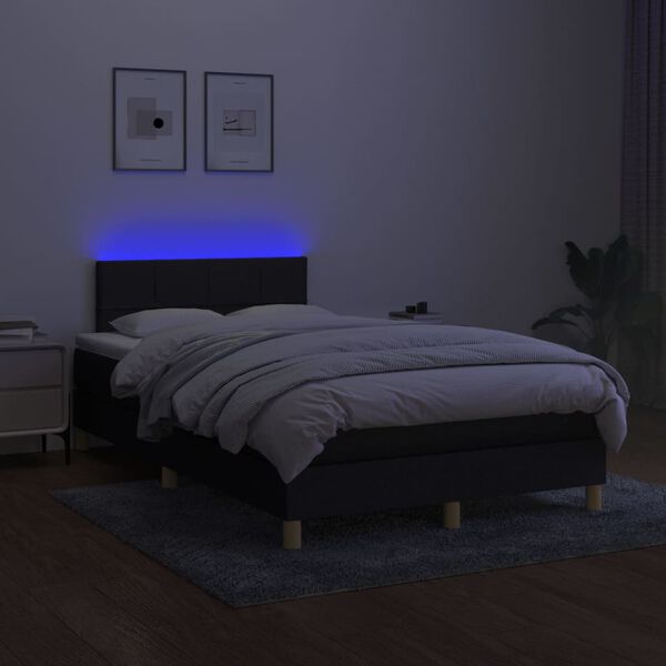 vidaXL Boxspring posteľ s matracom a LED, čierna 120x190 cm, l&aacute;tka
