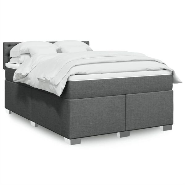 vidaXL Boxspring posteľ s matracom tmavosiv&aacute; 140x190 cm l&aacute;tka