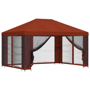 vidaXL Alt&aacute;nok so stenami 4 &times; 3 m Tehlov&aacute; Polyester a oceľ 190 gsm