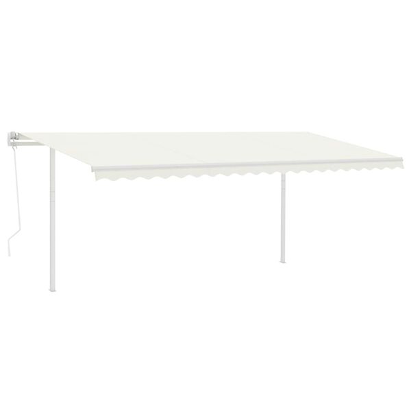 vidaXL Automaticky zaťahovacia mark&iacute;za so stĺpikmi 5x3 m kr&eacute;mov&aacute;