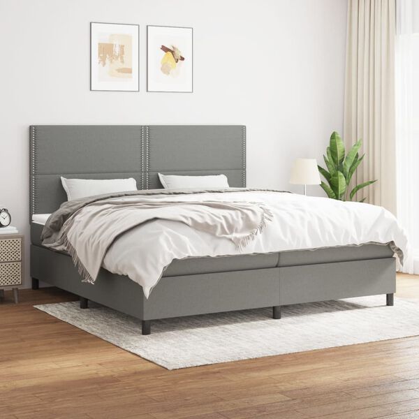 vidaXL Boxspring posteľ s matracom tmavosiv&aacute; 200x200 cm l&aacute;tka