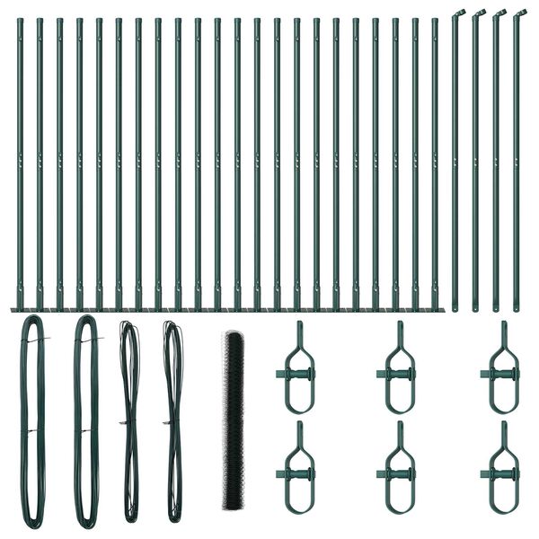 vidaXL Stĺp na plot. Zelená 50 x 1,6 m (36 mm pletivo) Ocel a PVC