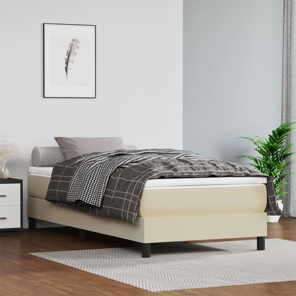 vidaXL Boxspring posteľ s matracom kr&eacute;mov&aacute; 80x200 cm umel&aacute; koža