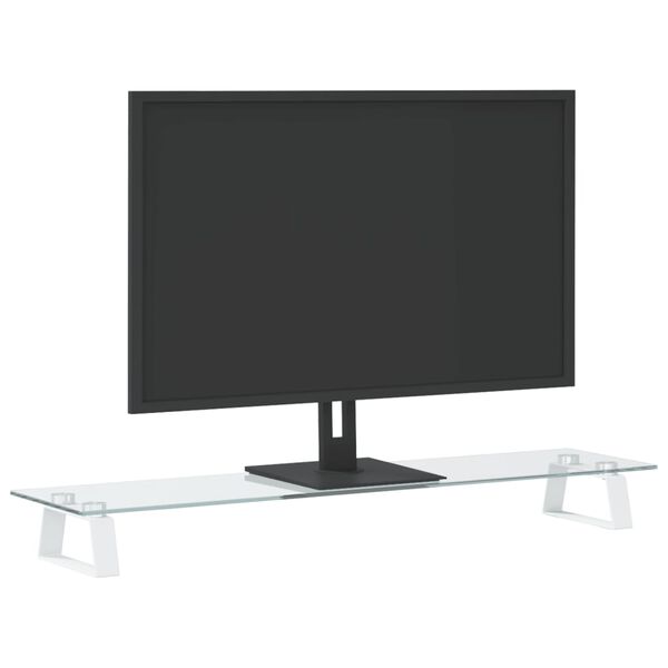 vidaXL Stojan na monitor biely 80x20x8 cm tvrden&eacute; sklo a kov