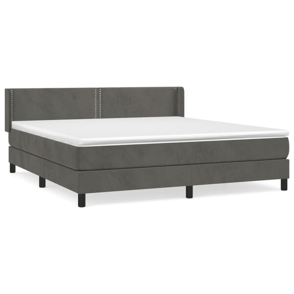 vidaXL Posteľn&yacute; r&aacute;m boxspring s matracom tmavosiv&yacute; 160x200 cm zamat