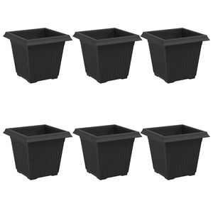 vidaXL &Scaron;tvorcov&yacute; črepn&iacute;k na kvety 6 pcs Čierna 16 x 16 x 14 cm Plast