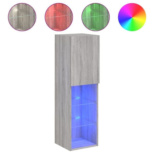 vidaXL TV skrinka s LED svetlami siv&aacute; sonoma 30,5x30x102 cm