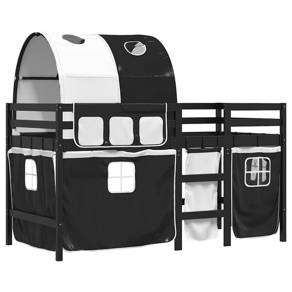 vidaXL Detsk&aacute; vyv&yacute;&scaron;en&aacute; posteľ tunel bielo-čierna 80x200 cm borovica