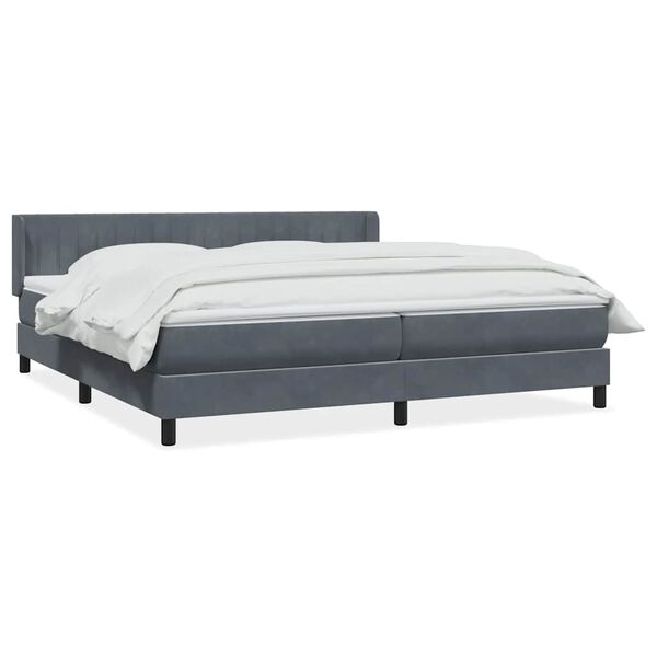 vidaXL Posteľn&yacute; r&aacute;m boxspring s matracom tmavosiv&yacute; 180x210 cm zamat