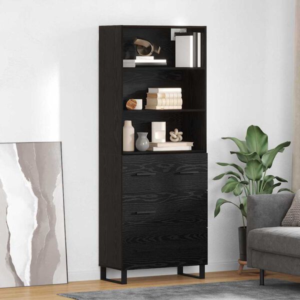 vidaXL Highboard Čierny dub 69,5 x 34 x 180 cm Kompozitn&eacute; drevo