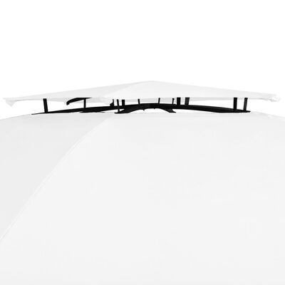 vidaXL Záhradný prístrešok so závesmi 360x312x265 cm, biely 180 g/m²