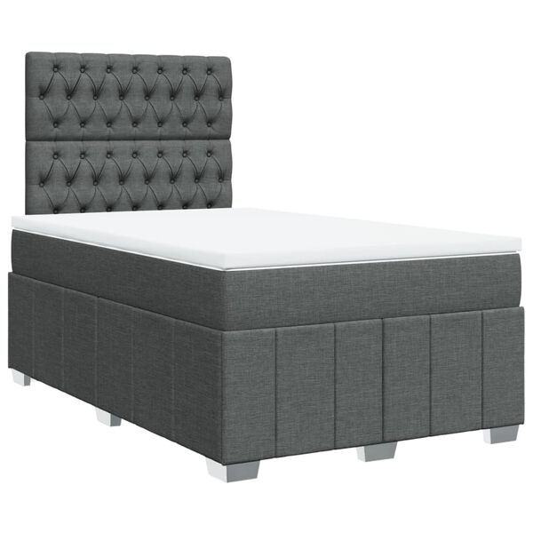 vidaXL Boxspring posteľ s matracom, tmavosiv&aacute; 120x190 cm, l&aacute;tka