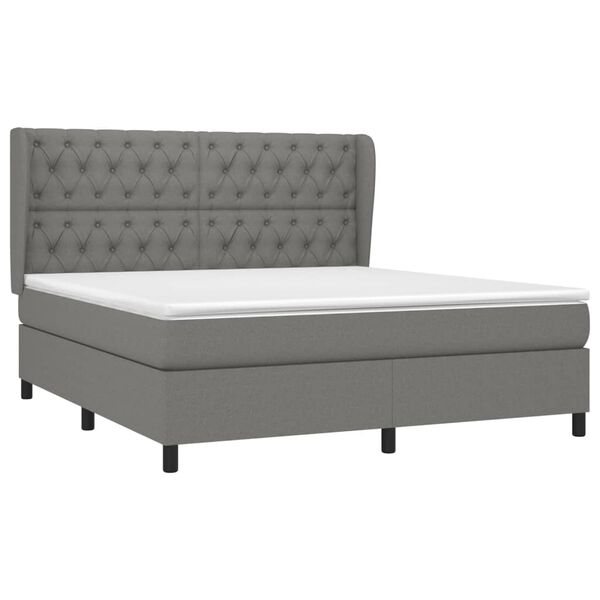 vidaXL Boxspring posteľ s matracom tmavosiv&aacute; 160x200 cm l&aacute;tka