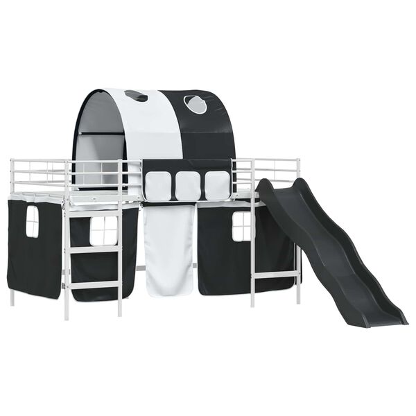 vidaXL R&aacute;m poschodovej postele pre deti Biela a čierna 99,5 x 200 cm