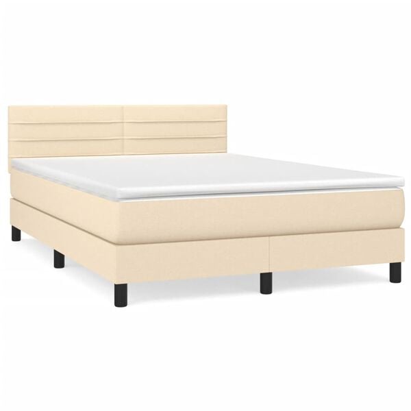 vidaXL Boxspring posteľ s matracom kr&eacute;mov&yacute; 140x190 cm l&aacute;tka