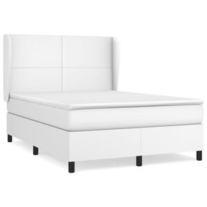 vidaXL Boxspring posteľ s matracom biely 140x190 cm umel&aacute; koža