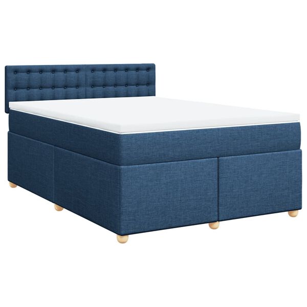 vidaXL Posteľn&yacute; r&aacute;m boxspring s matracom modr&yacute; 160x200 cm l&aacute;tka