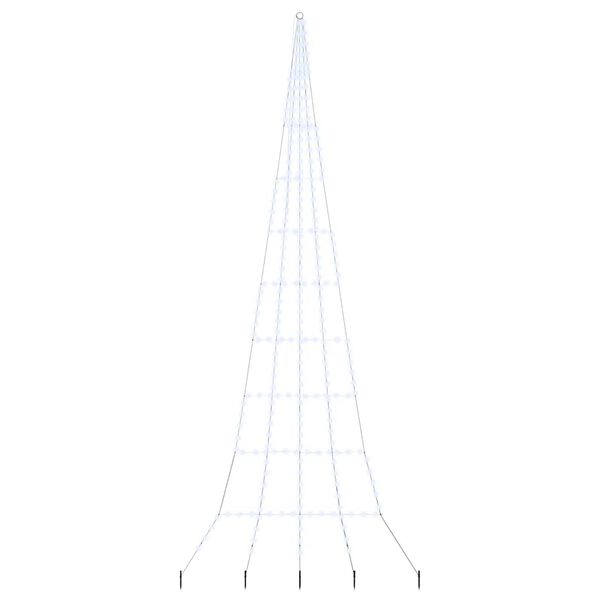 vidaXL LED Vianočný stromček so zemnými kolíkmi Studená biela 500 cm