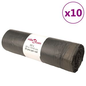 vidaXL Vrecia na odpadky so &scaron;n&uacute;rkami 250 ks čierne 60 l