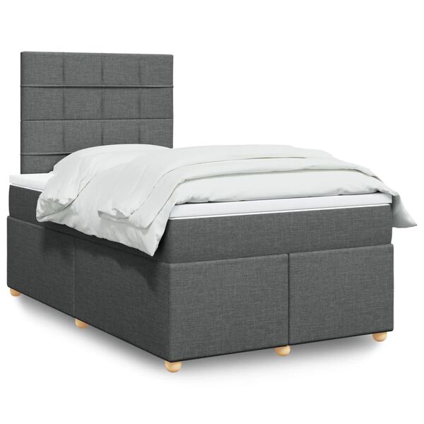 vidaXL Boxspring posteľ s matracom tmavosiv&yacute; 120x200 cm l&aacute;tka