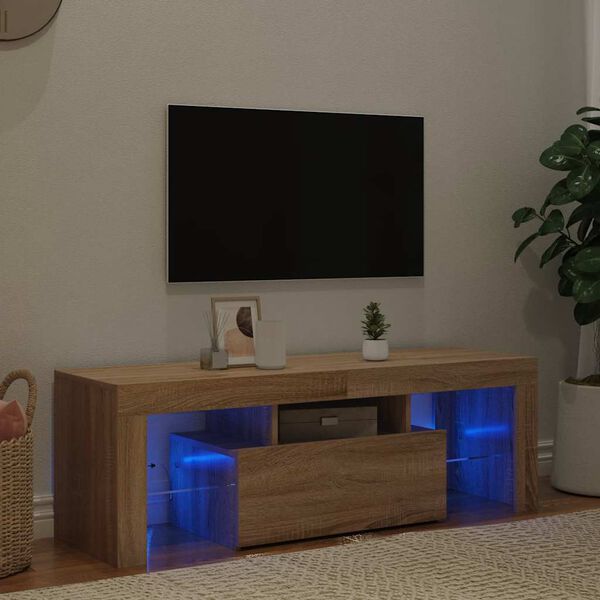 vidaXL TV skrinka s LED svetlami dub sonoma 120x35x40 cm