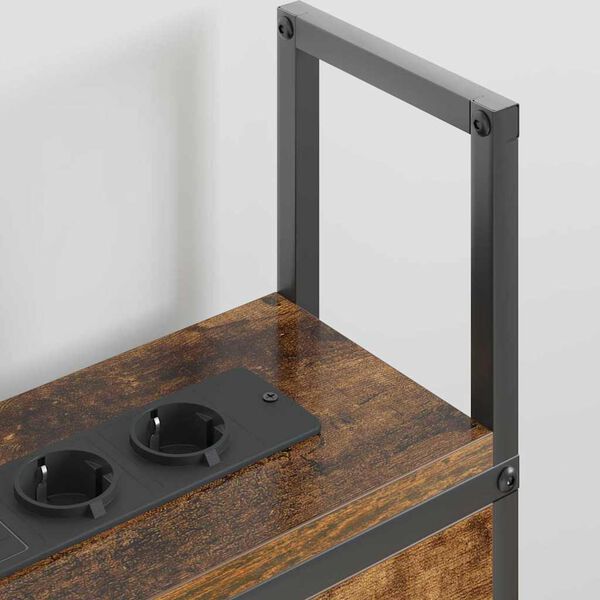 vidaXL &Uacute;ložn&aacute; čelľadka s nab&iacute;jacou stanicou Tmav&yacute; dub 160 cm