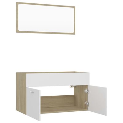vidaXL 2-dielna sada kúpeľňového nábytku biela sonoma kompozitné drevo