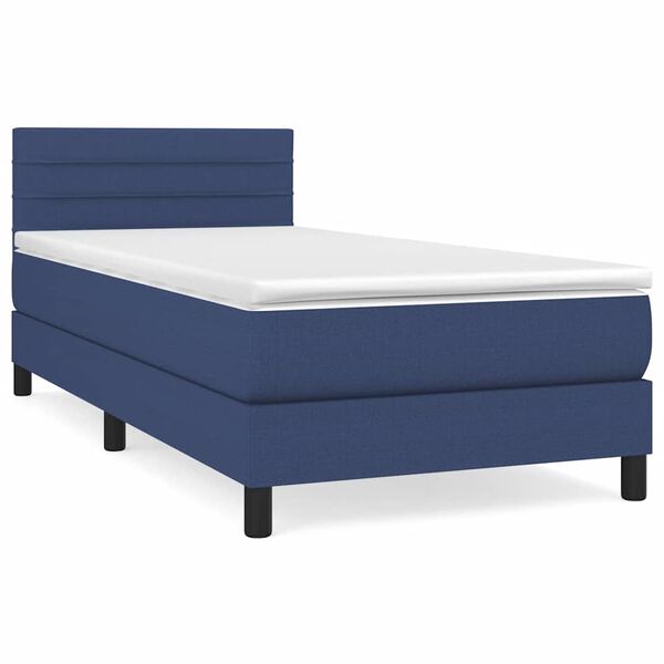 vidaXL Posteľn&yacute; r&aacute;m boxspring s matracom modr&yacute; 90x190 cm l&aacute;tka