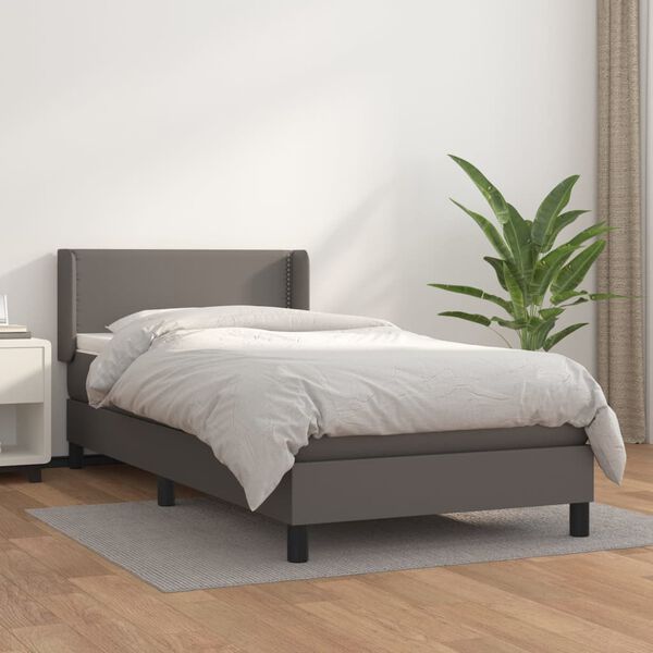 vidaXL Boxspring posteľ s matracom sivá 90x190 cm umelá koža