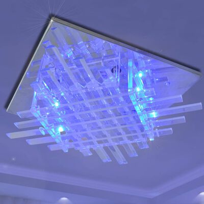 Štvorcová RGB LED stropná lampa so sklenenými ozdobami
