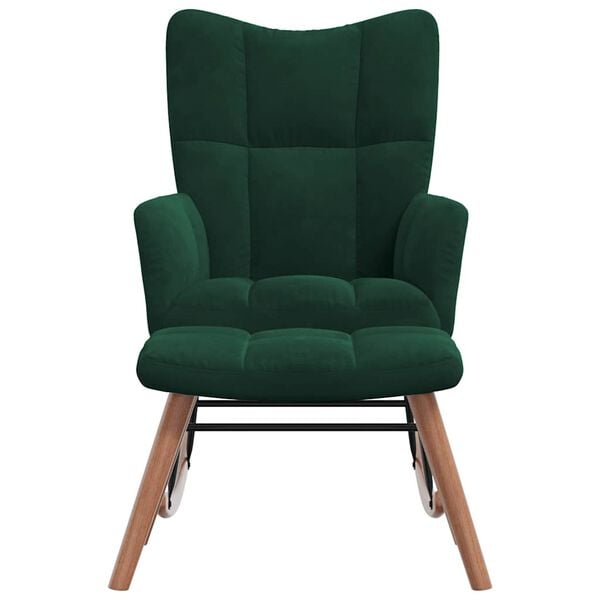 vidaXL Hojdacie kreslo s podnožkou tmavozelen&eacute; zamatov&eacute;