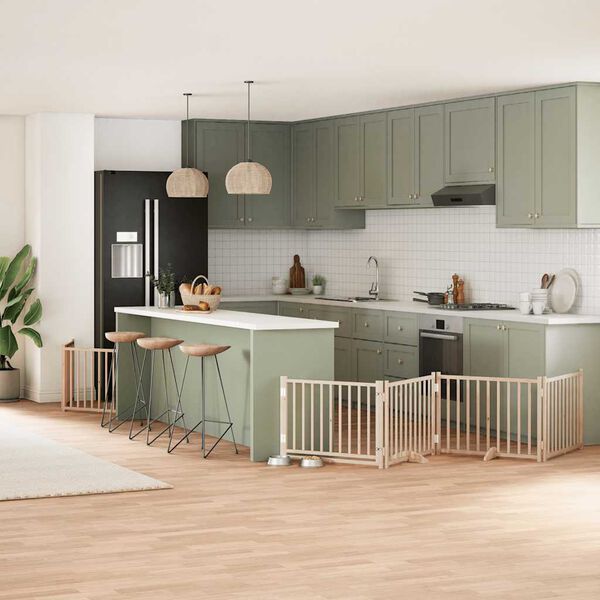 vidaXL Br&aacute;na pre psa s dverami sklad. 8 panelov 640 cm topoľov&eacute; drevo