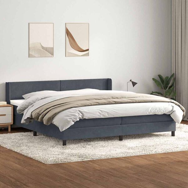 vidaXL Box Spring Posteľ s matracom Tmavosiv&aacute; 180x220 cm Zamat