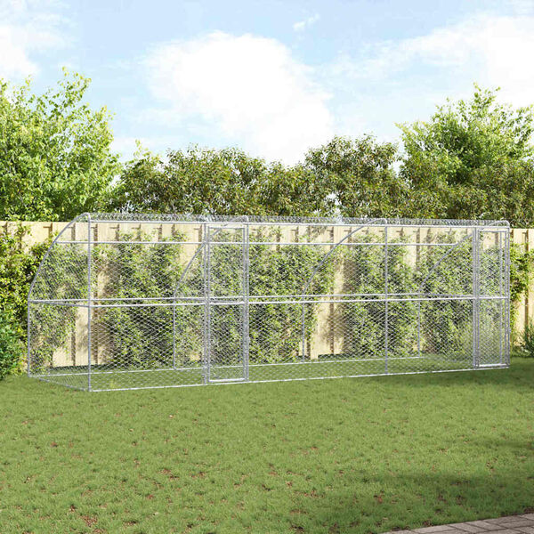 vidaXL Ps&iacute; kennel 3 pcs Strieborn&aacute; 6 x 2 x 2 m Pozinkovan&aacute; oceľ