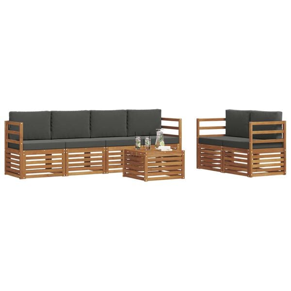 vidaXL Z&aacute;hradn&aacute; s&uacute;prava gaučov s vank&uacute;&scaron;om 7 pcs Pr&iacute;rodn&aacute; a antracitov&aacute;